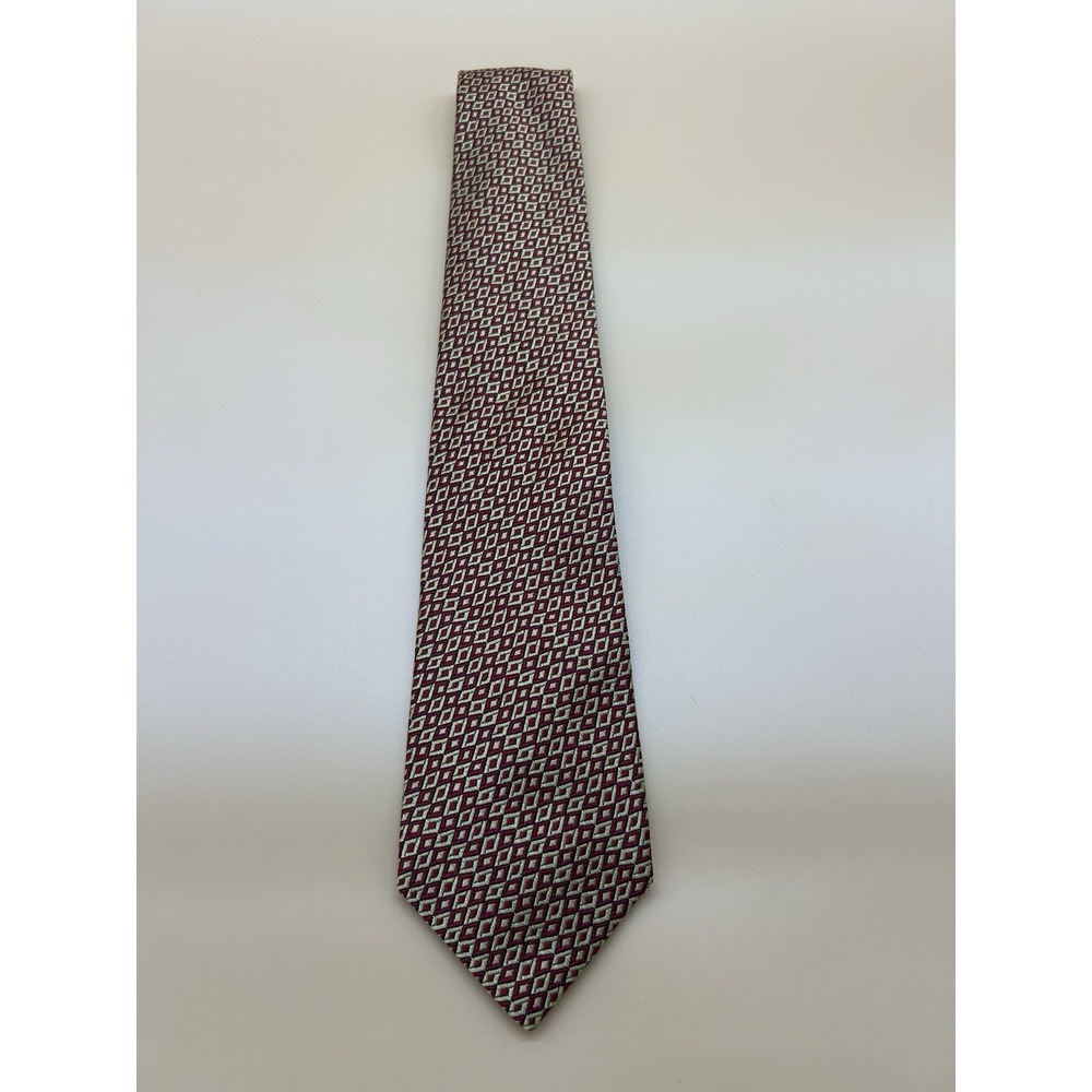 Charvet Paris (Place Vendôme) Silk Tie Red‎ Gold Geometric Pattern Luxury
